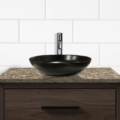 Tabiona Vitreous China Decorated Vessel Sink - Matte Black