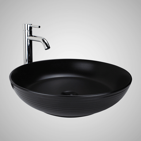 Tabiona Vitreous China Decorated Vessel Sink - Matte Black