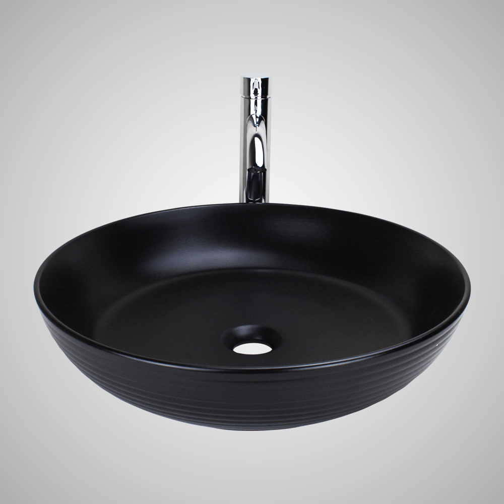 Tabiona Vitreous China Decorated Vessel Sink - Matte Black