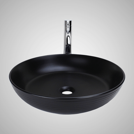 Tabiona Vitreous China Decorated Vessel Sink - Matte Black