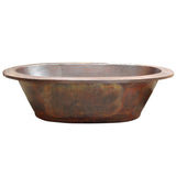 Tasten Hammered Copper Double-Ended Drop-In Tub with Flat Rim