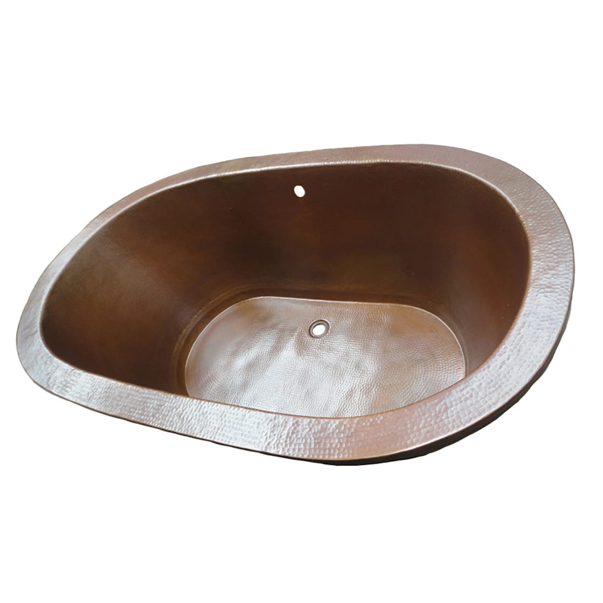 Tasten Hammered Copper Double-Ended Drop-In Tub with Flat Rim