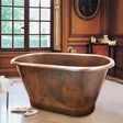 Teken Hammered Copper Double-Ended Roll-Top Tub with Pedestal