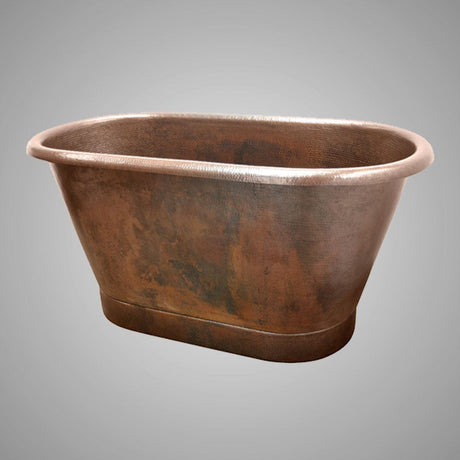 Teken Hammered Copper Double-Ended Roll-Top Tub with Pedestal