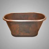 Teken Hammered Copper Double-Ended Roll-Top Tub with Pedestal