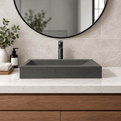 Templey Rectangular Cast Concrete Vessel Sink - Black