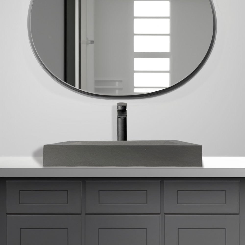Templey Rectangular Cast Concrete Vessel Sink - Black