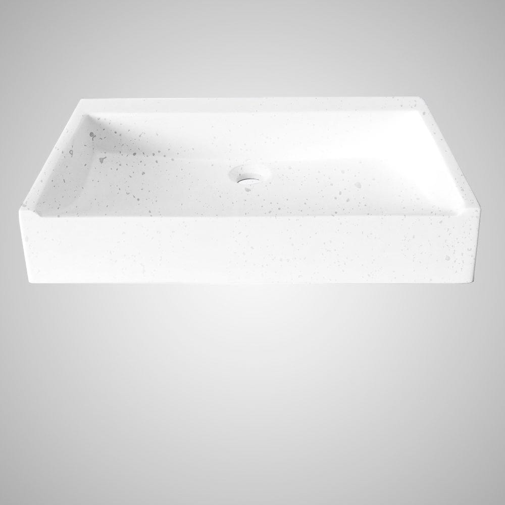 Teppen Rectangular Cast Concrete Vessel Sink - White
