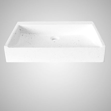 Teppen Rectangular Cast Concrete Vessel Sink - White