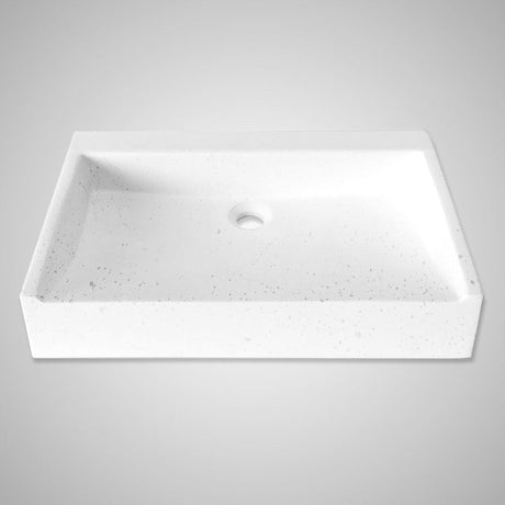 Teppen Rectangular Cast Concrete Vessel Sink - White