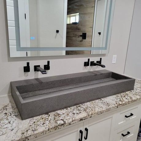 Thorold Rectangular Cast Concrete Vessel Sink - Dark Grey