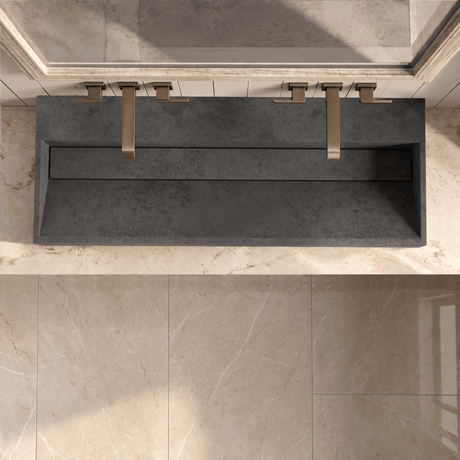 Thorold Rectangular Cast Concrete Vessel Sink - Dark Grey