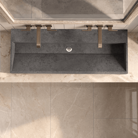 Thorold Rectangular Cast Concrete Vessel Sink - Dark Grey