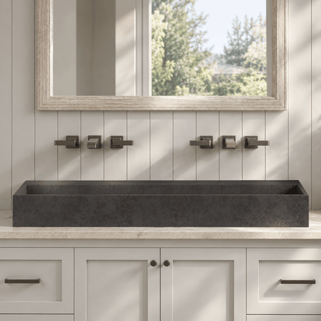 Thorold Rectangular Cast Concrete Vessel Sink - Dark Grey