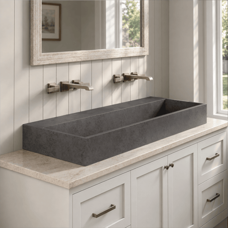 Thorold Rectangular Cast Concrete Vessel Sink - Dark Grey