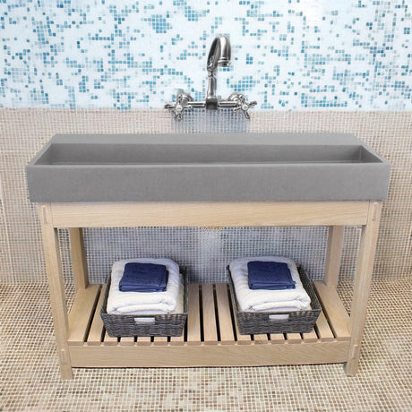 Thorold Rectangular Cast Concrete Vessel Sink - Light Gray