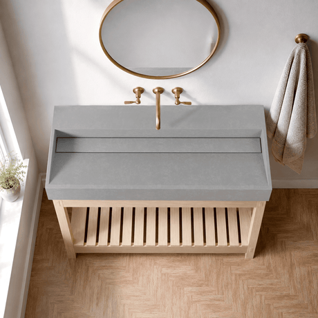 Thorold Rectangular Cast Concrete Vessel Sink - Light Grey