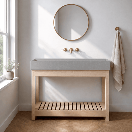 Thorold Rectangular Cast Concrete Vessel Sink - Light Grey