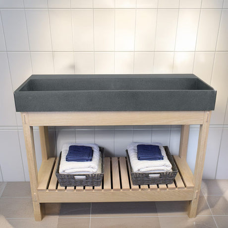 Thorold Rectangular Cast Concrete Vessel Sink - Speckled Dark Gray Sandstone