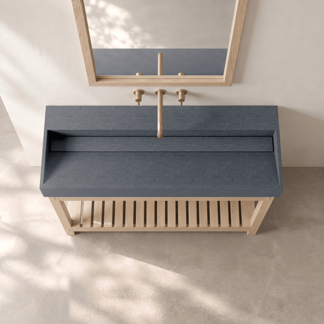 Thorold Rectangular Cast Concrete Vessel Sink - Speckled Dark Grey Sandstone