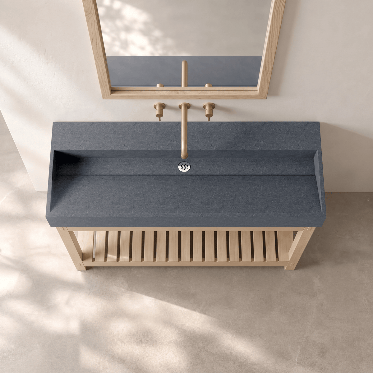Thorold Rectangular Cast Concrete Vessel Sink - Speckled Dark Grey Sandstone