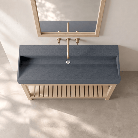 Thorold Rectangular Cast Concrete Vessel Sink - Speckled Dark Grey Sandstone