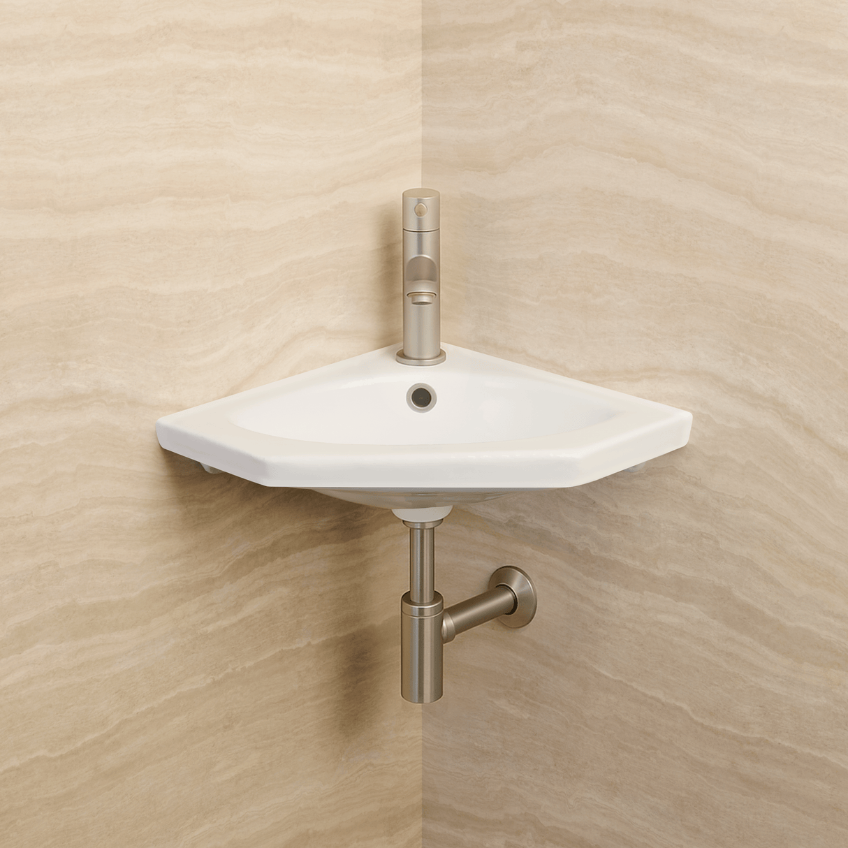 Thorpe Vitreous China Corner Wall-Mount Sink