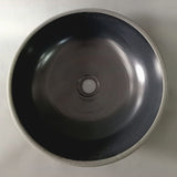 Tierra Round Vessel Ceramic Concrete Sink - Black Ceramic Interior with Grey Exterior