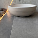 Tierra Round Vessel Ceramic Concrete Sink - White Ceramic Interior with Light Grey Exterior