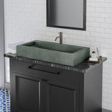 Toxey Rectangular Cast Concrete Vessel Sink - Copper Green