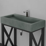 Toxey Rectangular Cast Concrete Vessel Sink - Copper Green