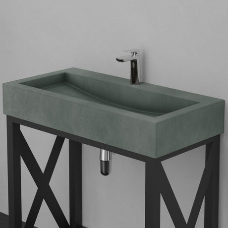 Toxey Rectangular Cast Concrete Vessel Sink - Copper Green