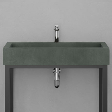 Toxey Rectangular Cast Concrete Vessel Sink - Copper Green