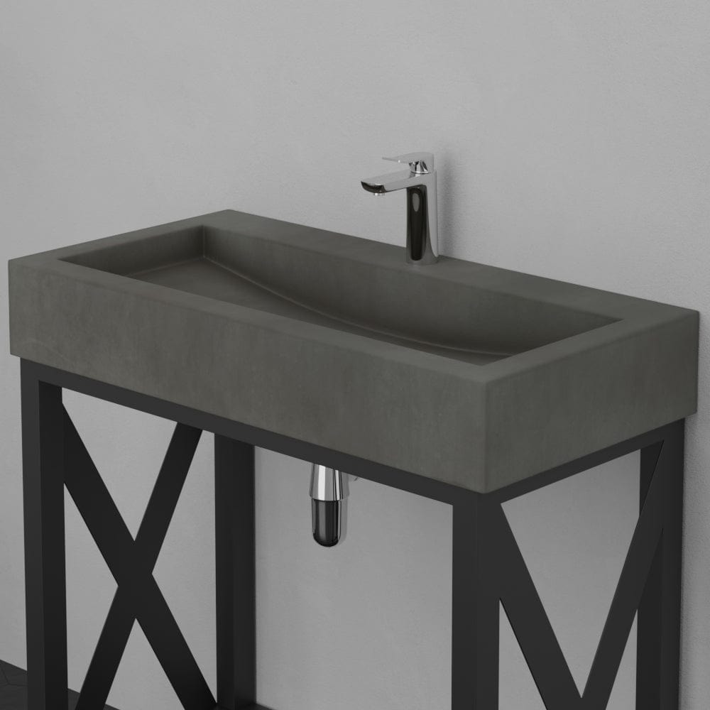 Toxey Rectangular Cast Concrete Vessel Sink - Dusk Grey