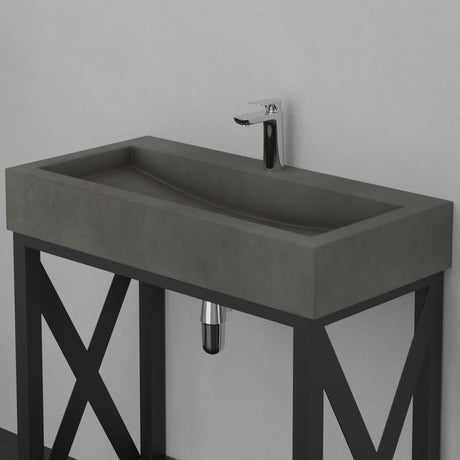 Toxey Rectangular Cast Concrete Vessel Sink - Dusk Grey