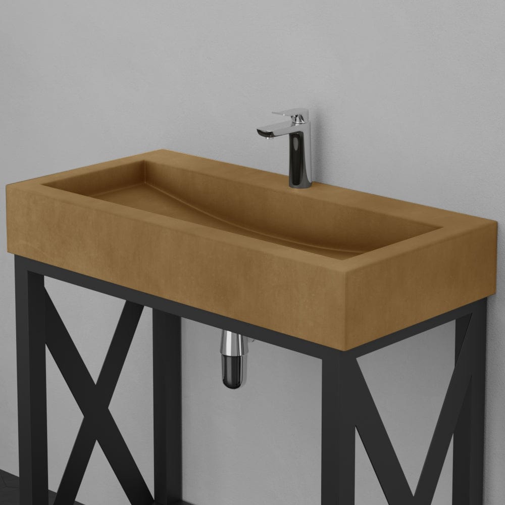 Toxey Rectangular Cast Concrete Vessel Sink - Vintage Brown