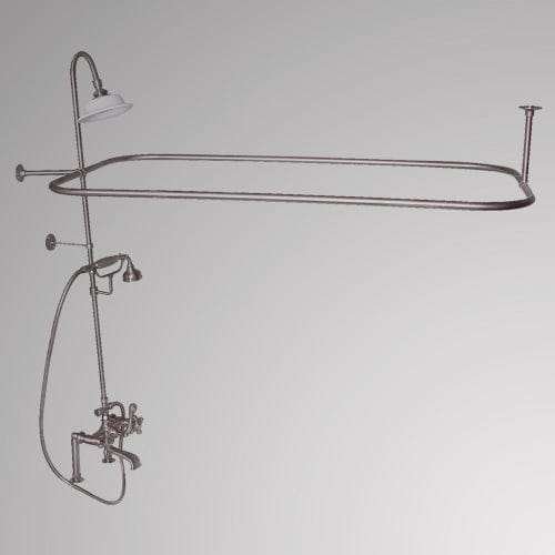 Traditional Deck-Mount Tub Faucet with Metal Hand Shower, Shower Rod, Riser and Shower Head