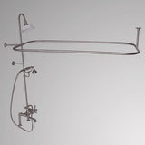 Traditional Deck-Mount Tub Faucet with Metal Hand Shower, Shower Rod, Riser and Shower Head