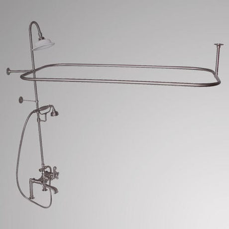Traditional Deck-Mount Tub Faucet with Metal Hand Shower, Shower Rod, Riser and Shower Head