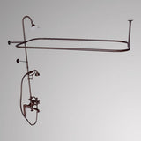 Traditional Deck-Mount Tub Faucet with Metal Hand Shower, Shower Rod, Riser and Shower Head