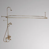 Traditional Deck-Mount Tub Faucet with Metal Hand Shower, Shower Rod, Riser and Shower Head