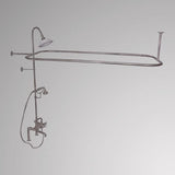 Traditional Deck-Mount Tub Faucet with Metal Hand Shower, Shower Rod, Riser and Shower Head