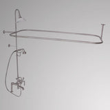 Traditional Deck-Mount Tub Faucet with Metal Hand Shower, Shower Rod, Riser and Shower Head