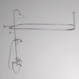 Traditional Deck-Mount Tub Faucet with Metal Hand Shower, Shower Rod, Riser and Shower Head