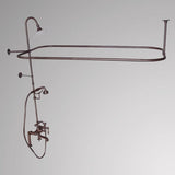 Traditional Deck-Mount Tub Faucet with Metal Hand Shower, Shower Rod, Riser and Shower Head