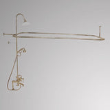 Traditional Deck-Mount Tub Faucet with Metal Hand Shower, Shower Rod, Riser and Shower Head