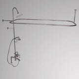 Traditional Deck-Mount Tub Faucet with Metal Hand Shower, Shower Rod, Riser and Shower Head