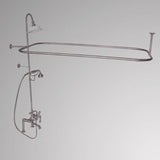 Traditional Deck-Mount Tub Faucet with Metal Hand Shower, Shower Rod, Riser and Shower Head