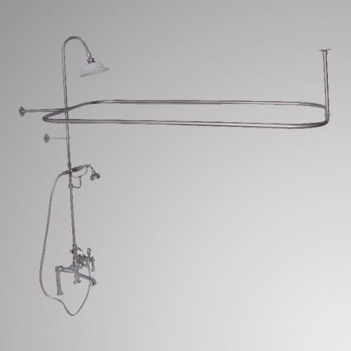 Traditional Deck-Mount Tub Faucet with Metal Hand Shower, Shower Rod, Riser and Shower Head