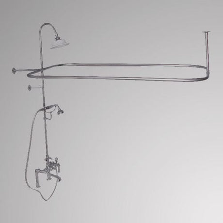 Traditional Deck-Mount Tub Faucet with Metal Hand Shower, Shower Rod, Riser and Shower Head